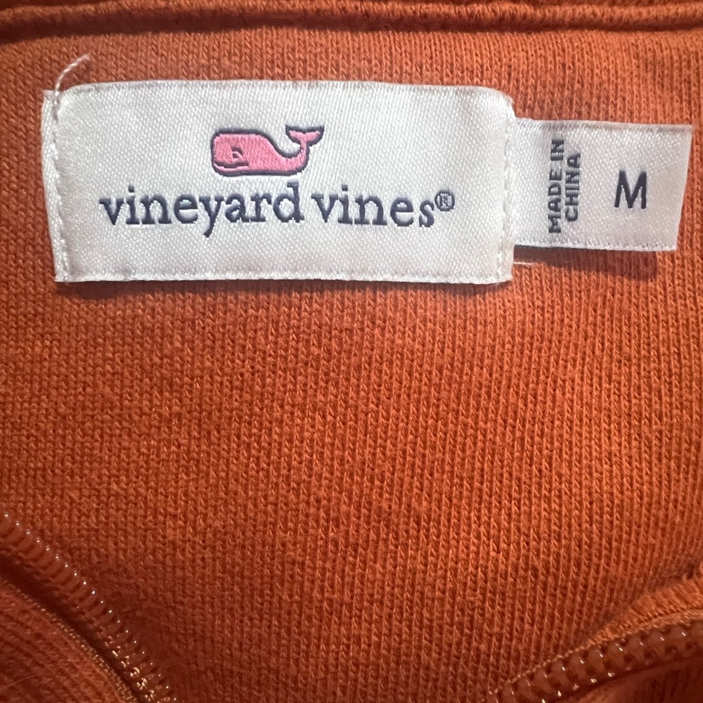 Vineyard Vines Orange Quarter Zip Sweatshirt Orange Size Medium - Picture 6 of 6